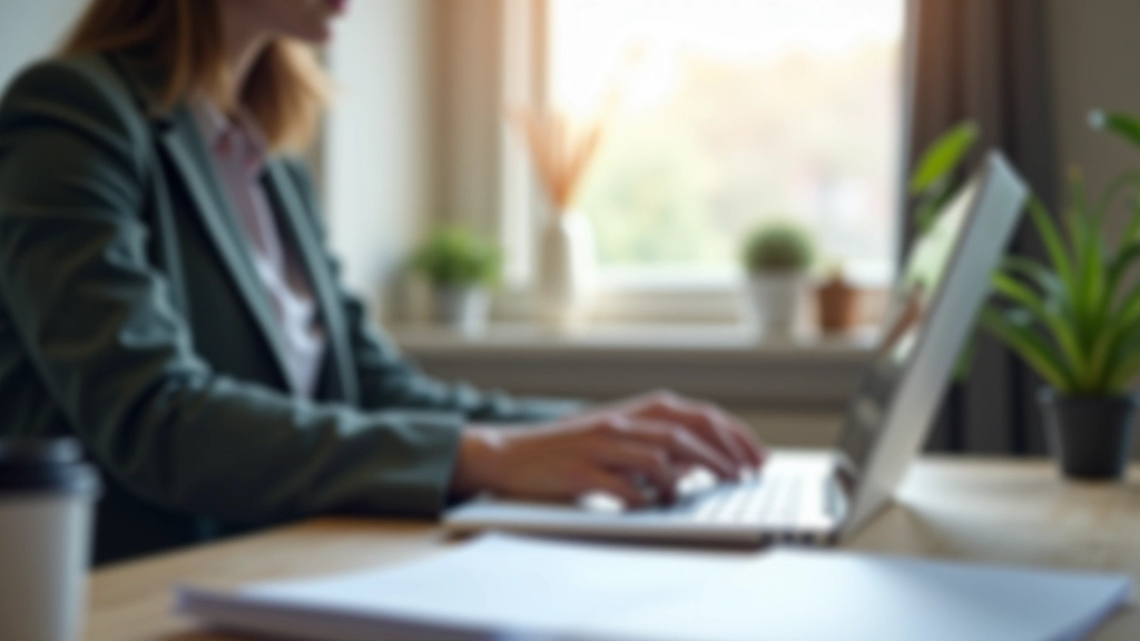 Osoba pracująca na laptopie w domu przy kafie